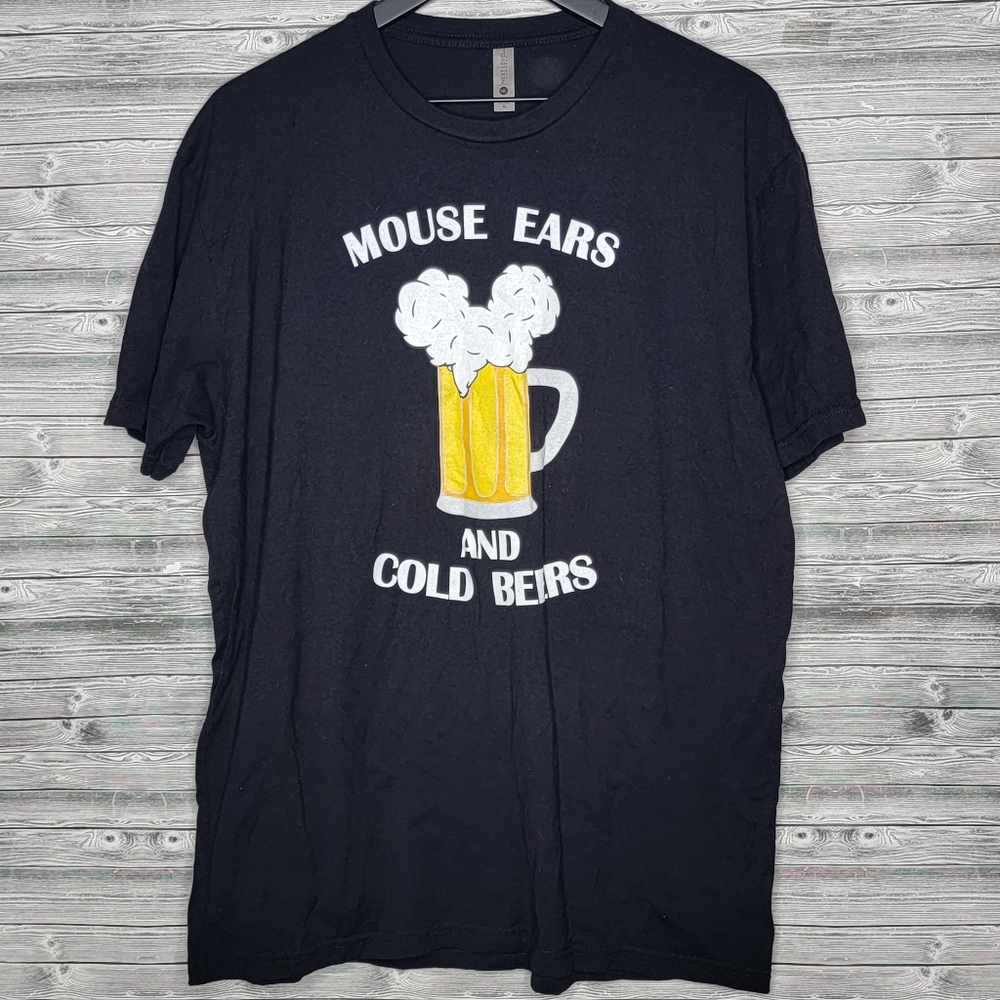 Disney Inspired Mouse Ears and Cold Beers Mens Tshirt Size XLarge